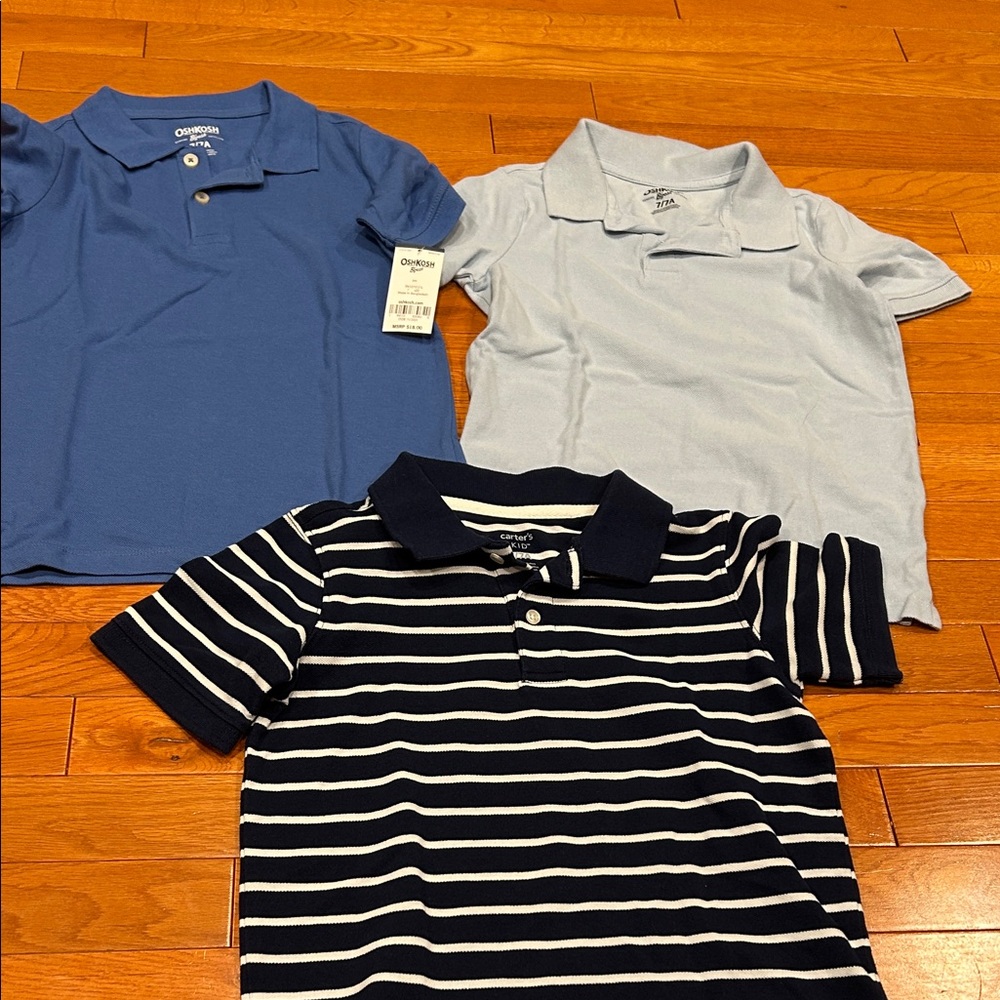 OshKosh B'gosh Kids Polo Trio - Blue, Light Blue, Navy Striped